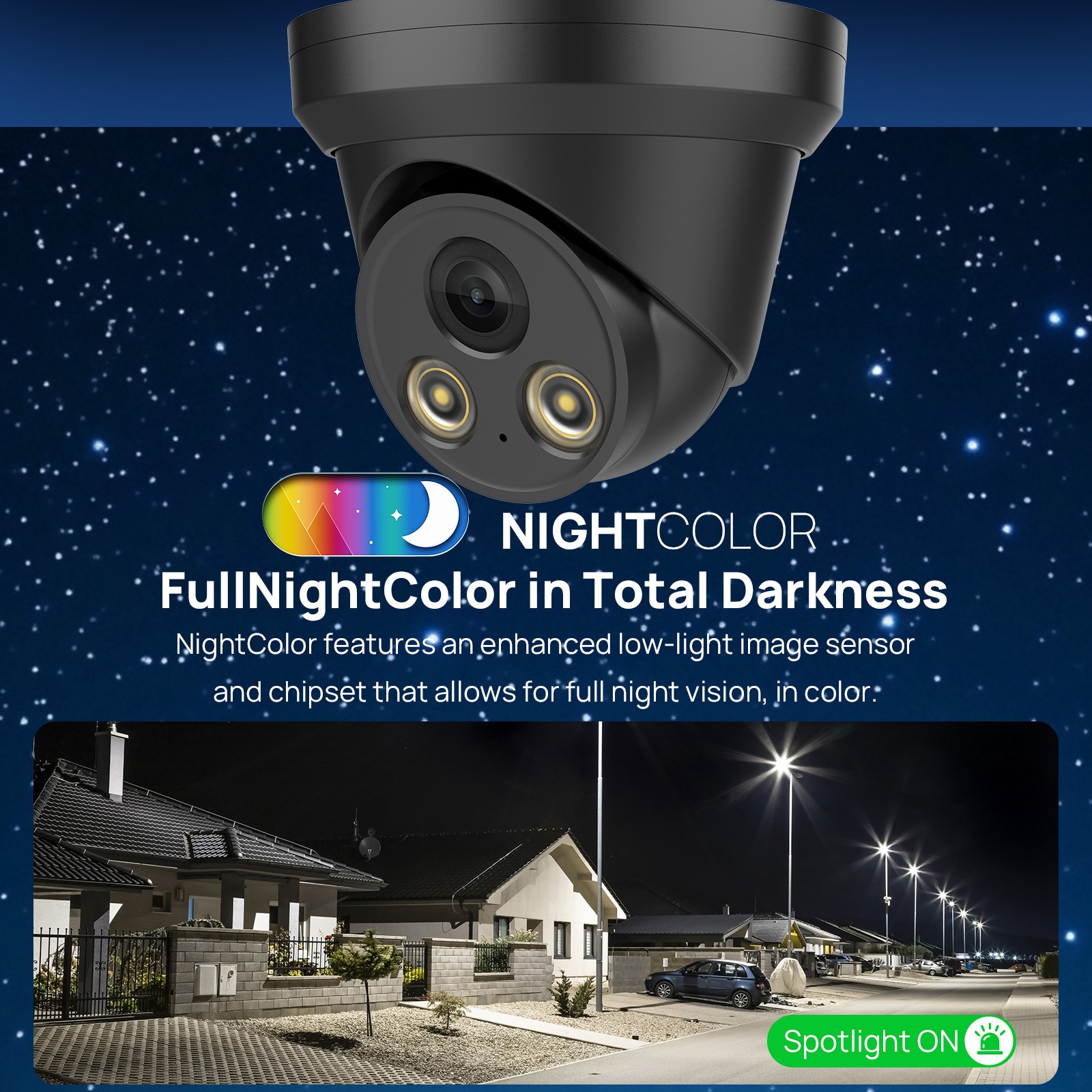VIKYLIN 8CH 8POE NVR System Turret 24h Full Color 8MP 4K IP CAMERA Black MIC Lot