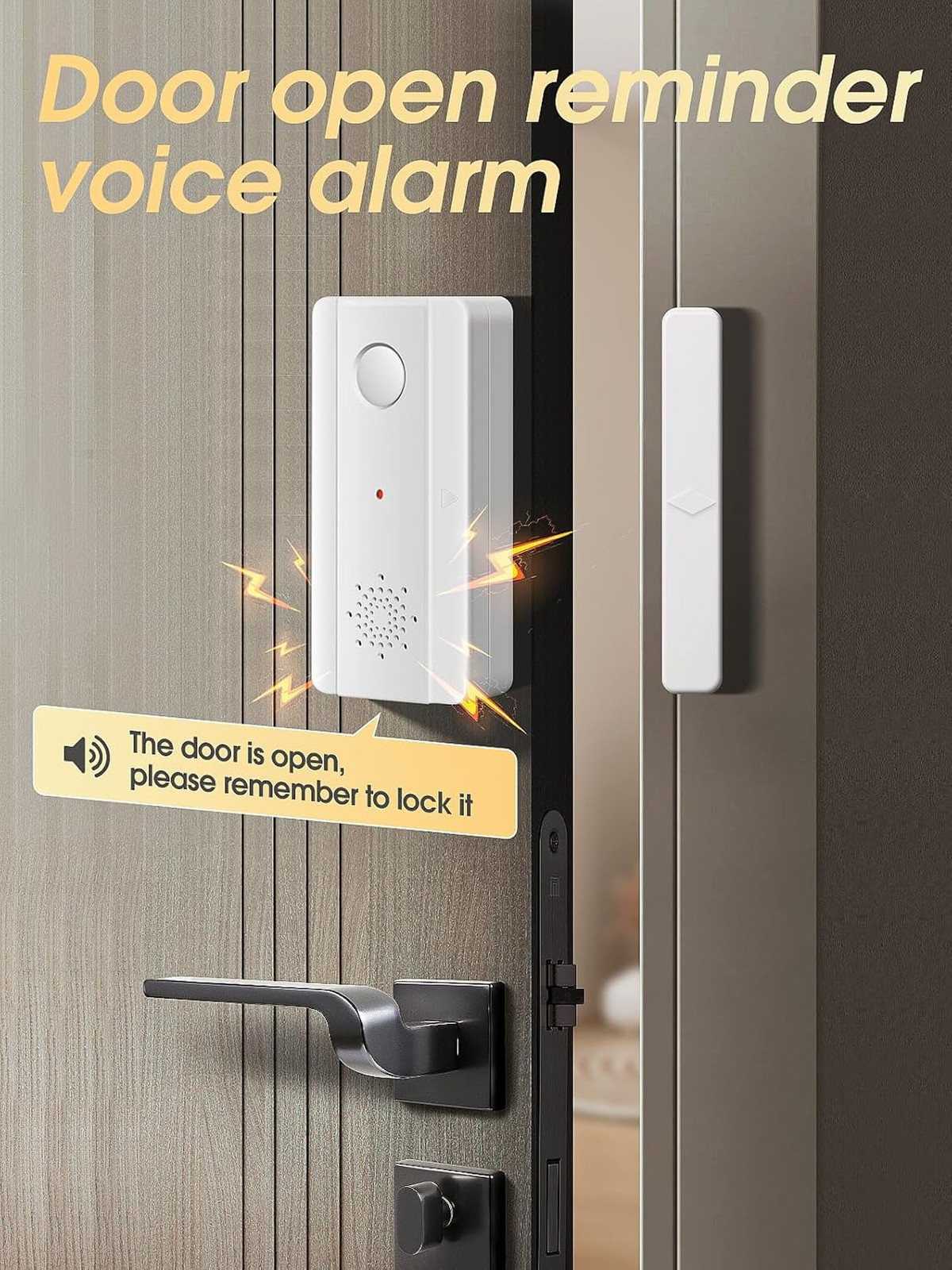Door Left Open Reminder, Voice Door Alert with Adjustable Delay for Home Office