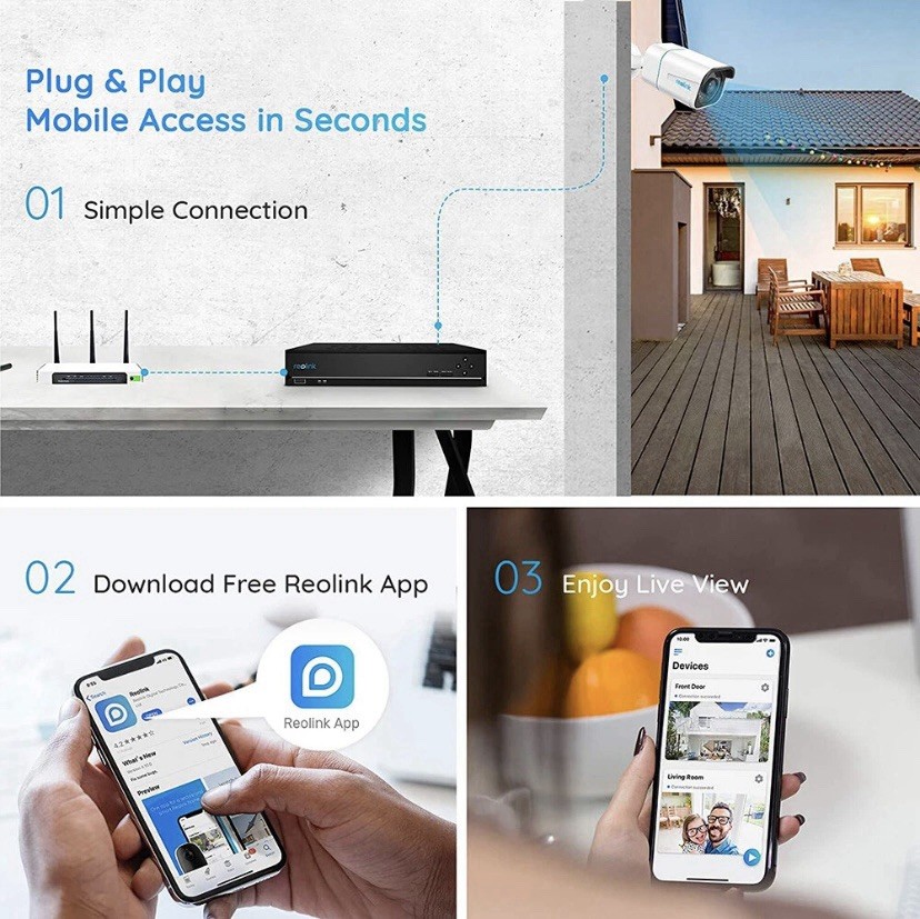 Reolink PoE Security Camera System 4K RLC-810A 8CH NVR Kit 2TB 6 Cameras