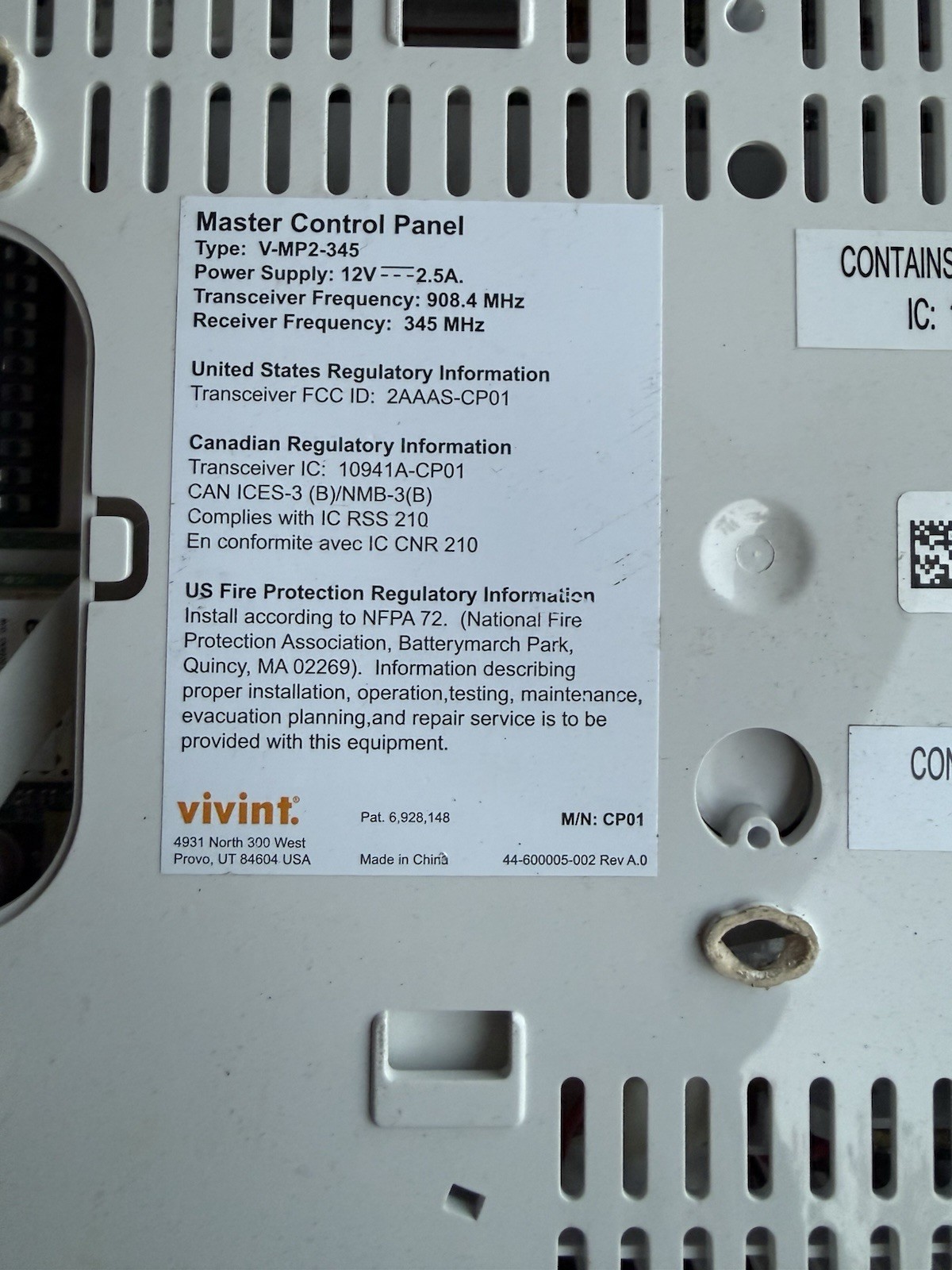 Master Control Panel V-mp2-345 Set Of 3