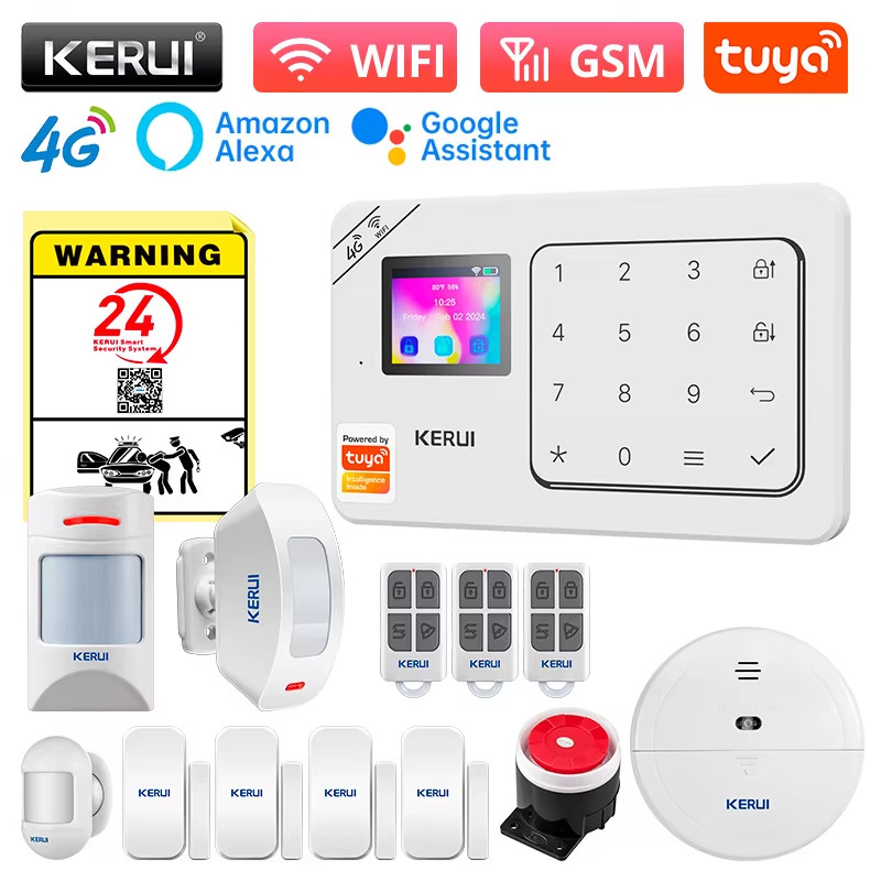 Home Alarm System Support Alexa W184 Tuya Smart Home Security Alarm 4G/WiFi Wire