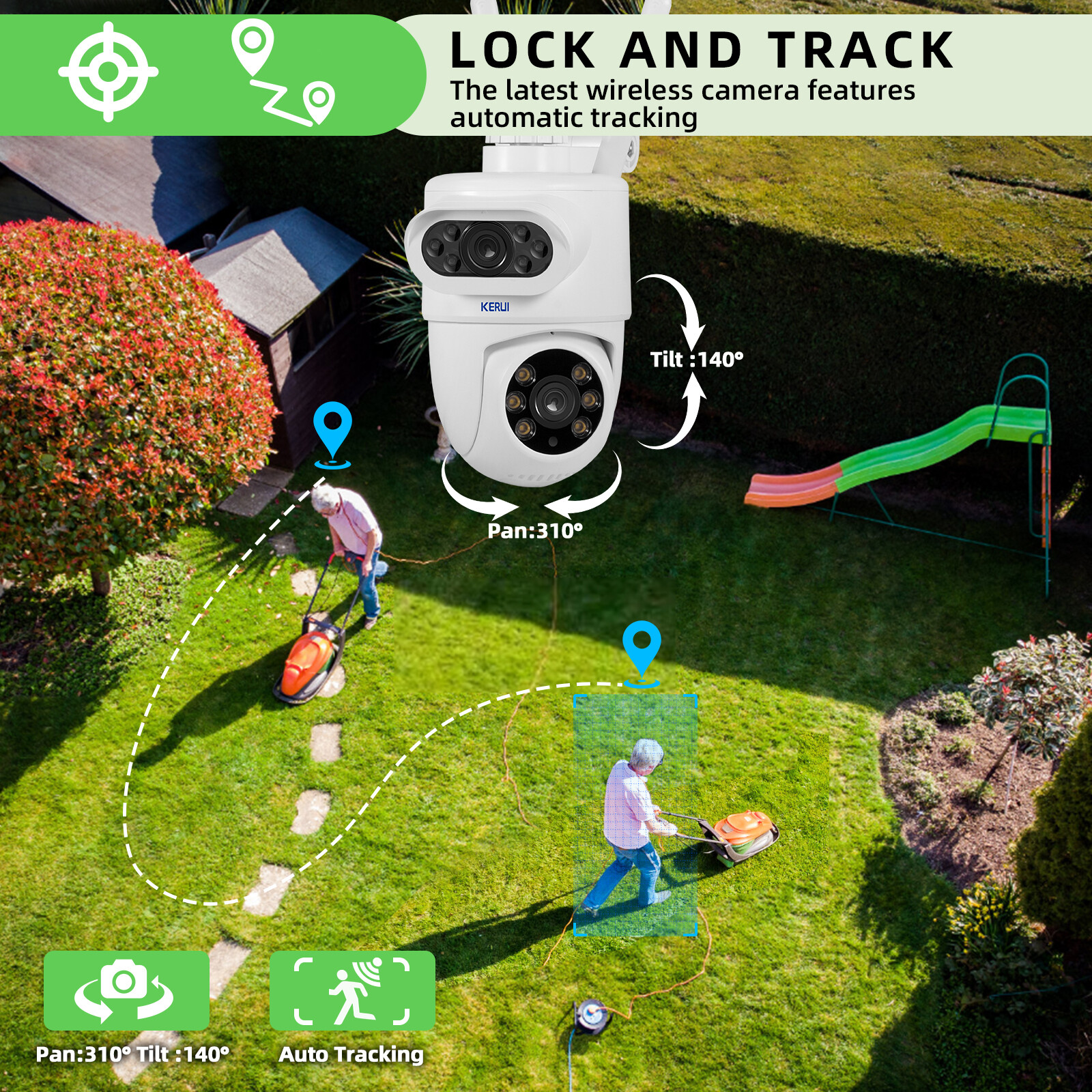 Dual lens security camera Wireless 10MP HD WiFi IP PTZ Home outdoor camera