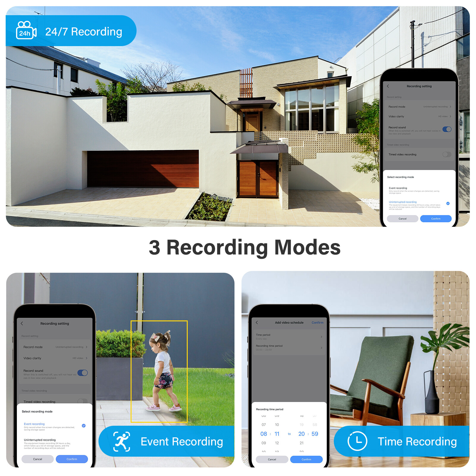 JENNOV Security Camera System Wireless Home Outdoor 5MP 12″ Monitor 2 Way Audio