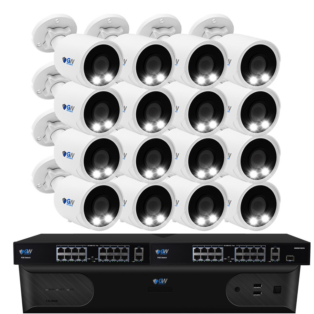 64 Channel NVR 16 X 8MP 4K Bullet PoE Outdoor Security Camera System 40TB HDD
