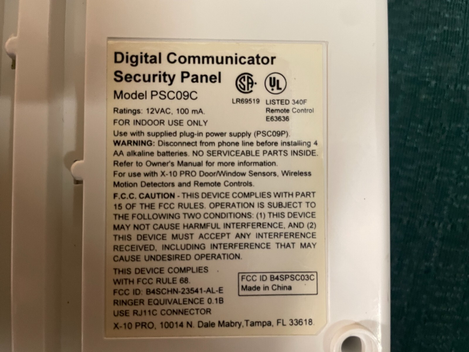 Leviton X10 PSC09C Pro Digital Communicator Security Panel