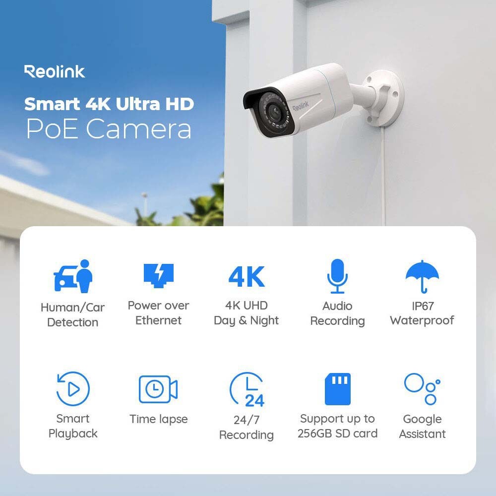 Reolink PoE Security Camera System 4K RLC-810A 8CH NVR Kit 2TB Smart Detection