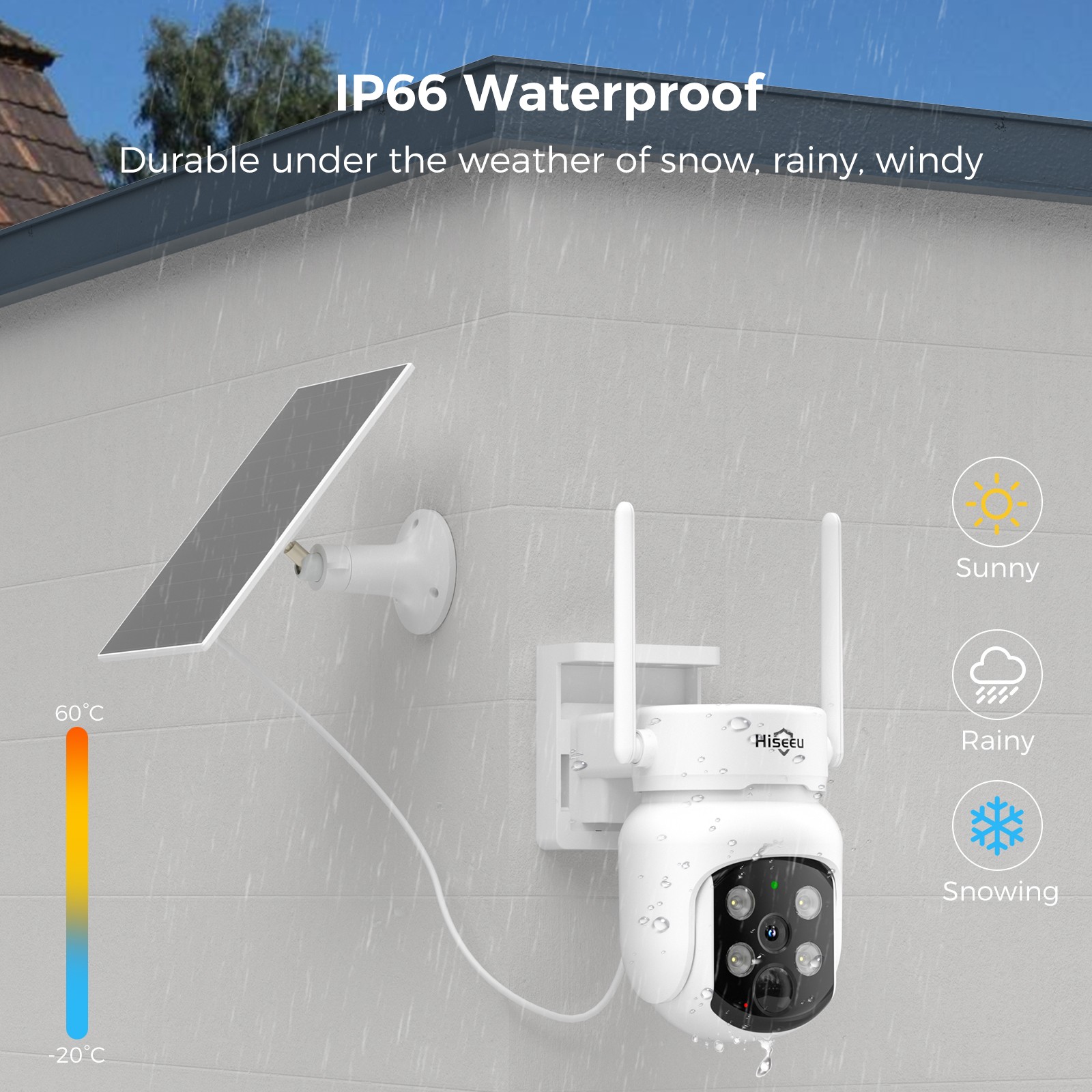 Hiseeu WIFI Solar Battery 4MP Wireless PTZ Security Camera Outdoor PIR Detection