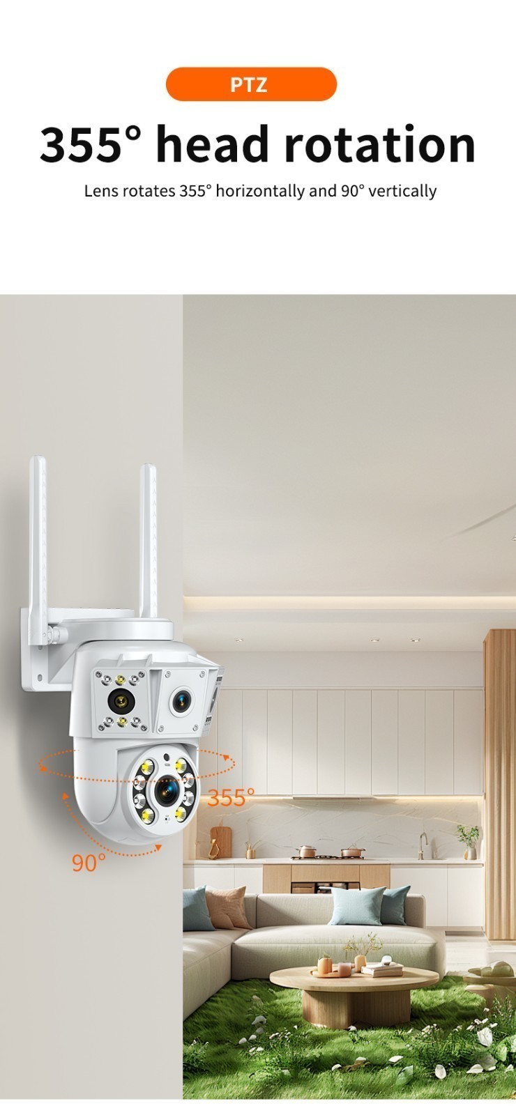 1080P 2MP Wireless WIfi Camera Multi Lens Surveillance Camera Two Way Intercom