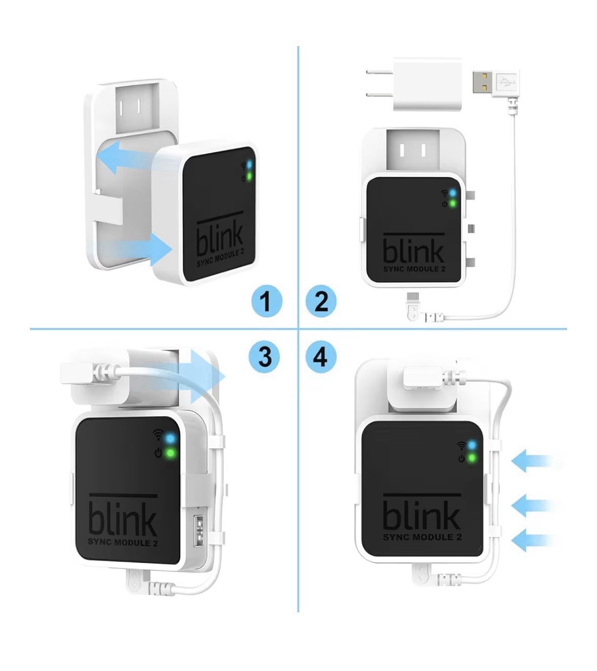 Blink Mini Indoor Camera System with Sync Module 2 & wall mount.