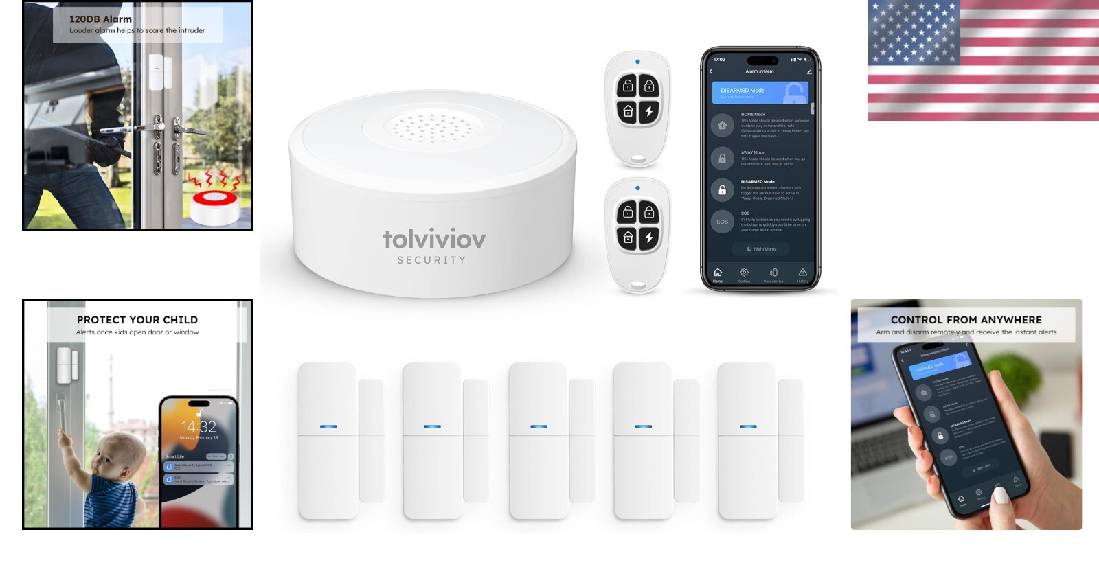 Smart Home Security Kit with 8 Sensors – Wireless, Voice-Controlled Protection