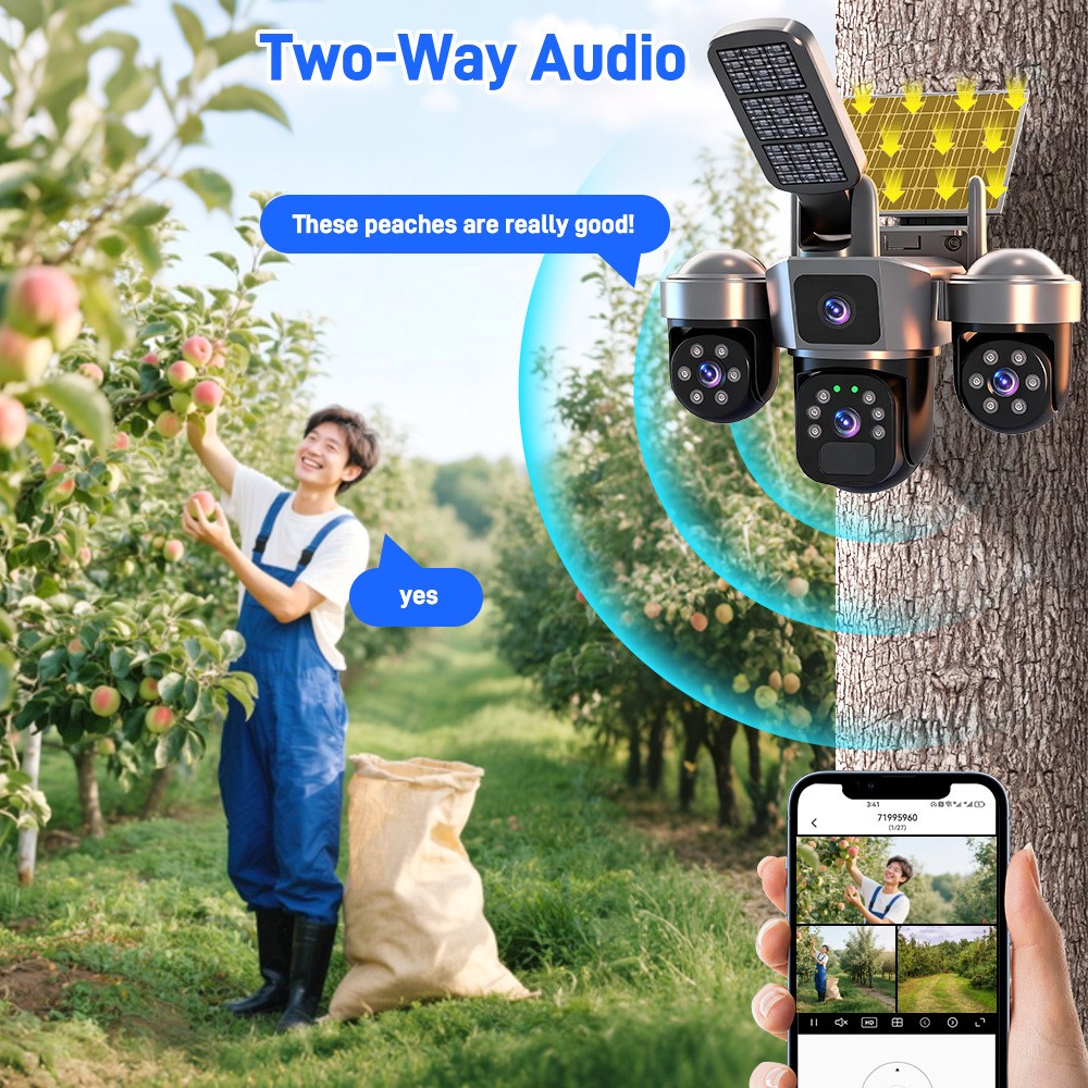 Solar Battery Powered Wireless WiFi Home Security Camera System Outdoor Pan/Tilt