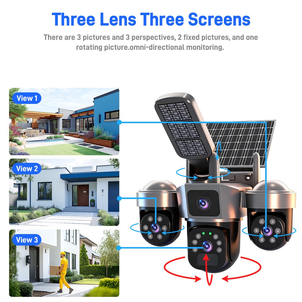 Solar Battery Powered Wireless WiFi Home Security Camera System Outdoor Pan/Tilt