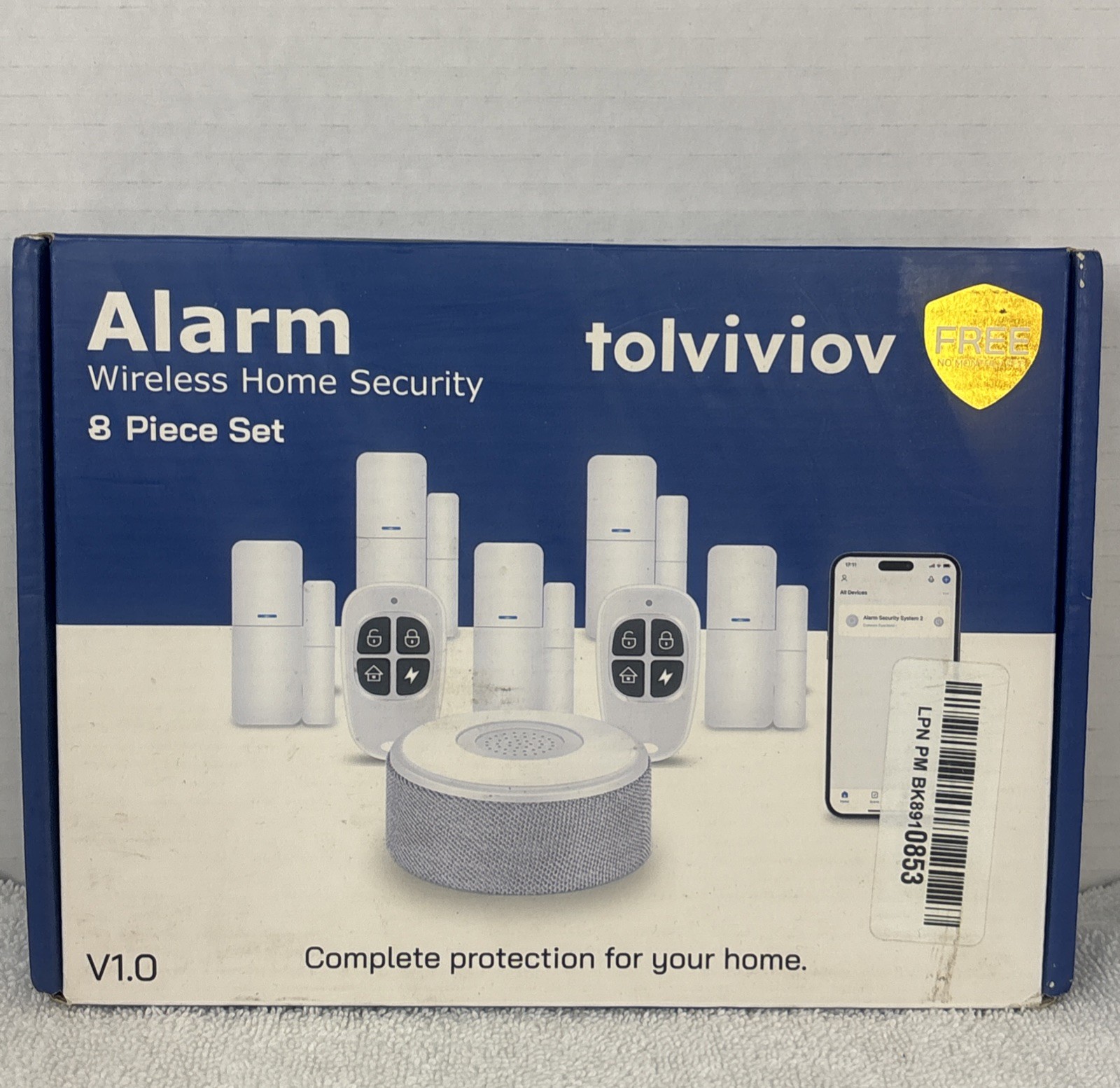 Tolviviov Alarm Wireless Home Security 8 piece set Complete Protection NIB