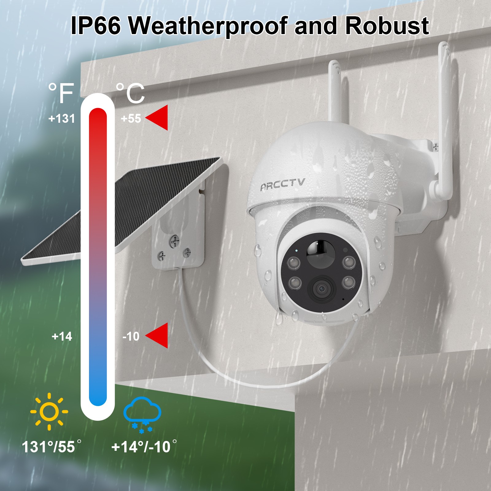 ANRAN Outdoor Solar Security Camera 3MP Wireless Wifi 360°PTZ Night Vision 2Pack