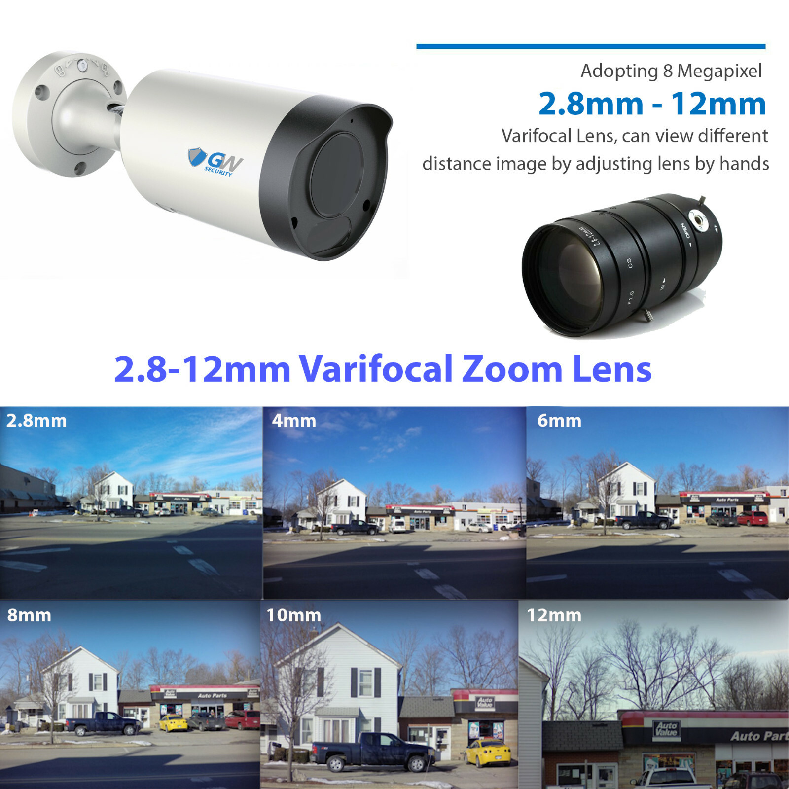8 Channel NVR (4) 4K Microphone Varifocal AI IP Bullet Security Camera System