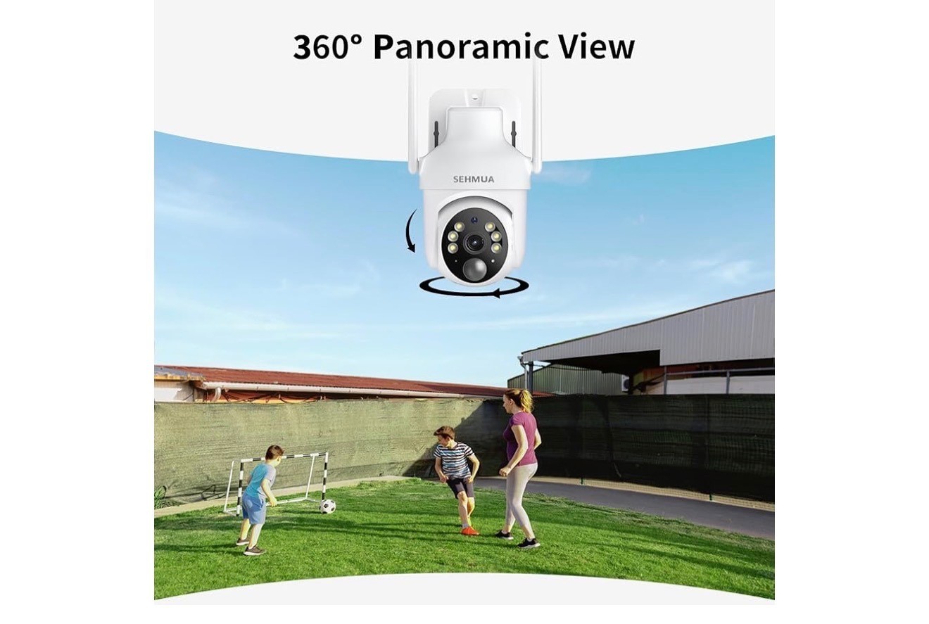 Pan Tilt Security Cameras Battery/Solar 2Pk