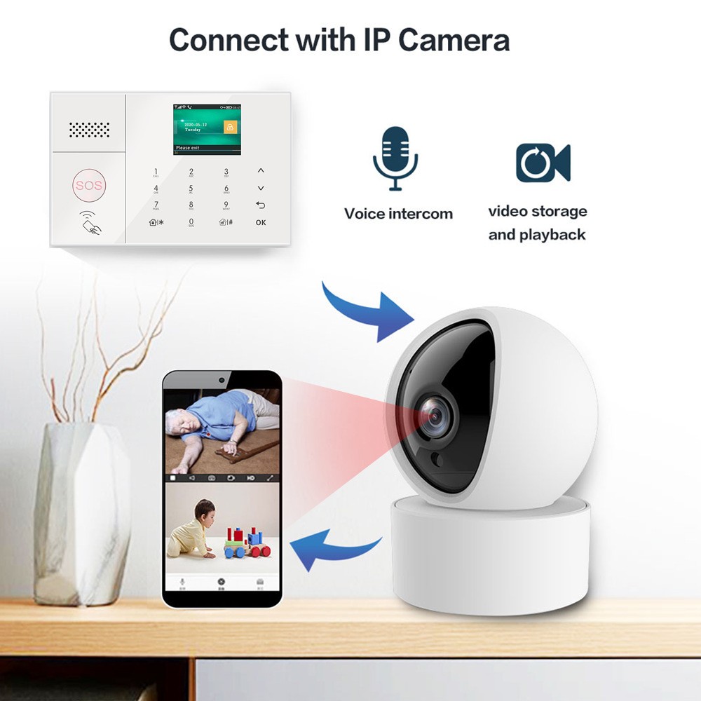 Smart Tuya APP WiFi+US 4G Wireless DIY Home Security Alarm System+Alexa+Google