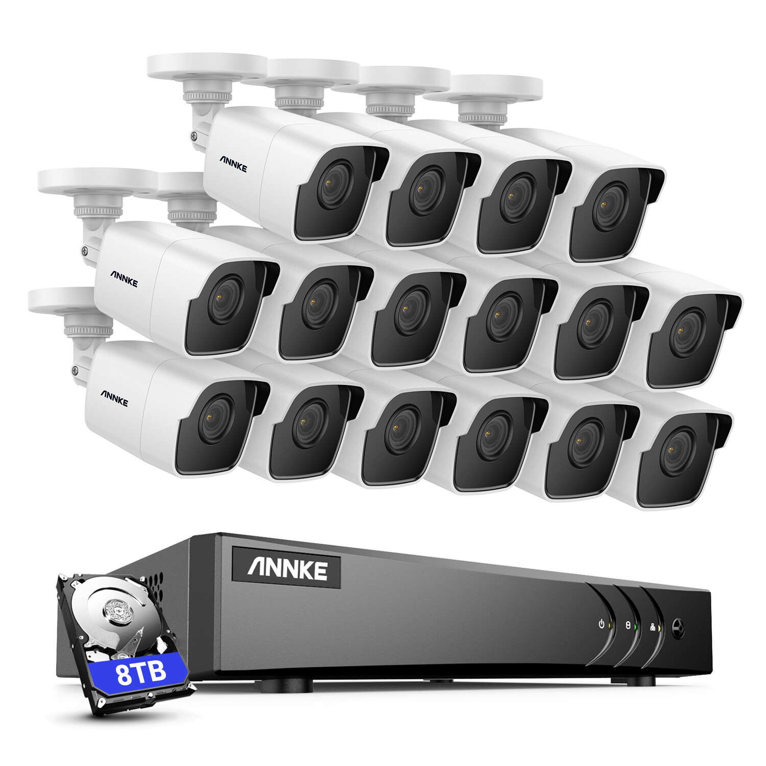ANNKE 5in1 3K Lite 16CH DVR 5MP CCTV Security Camera System Human Detection IP67