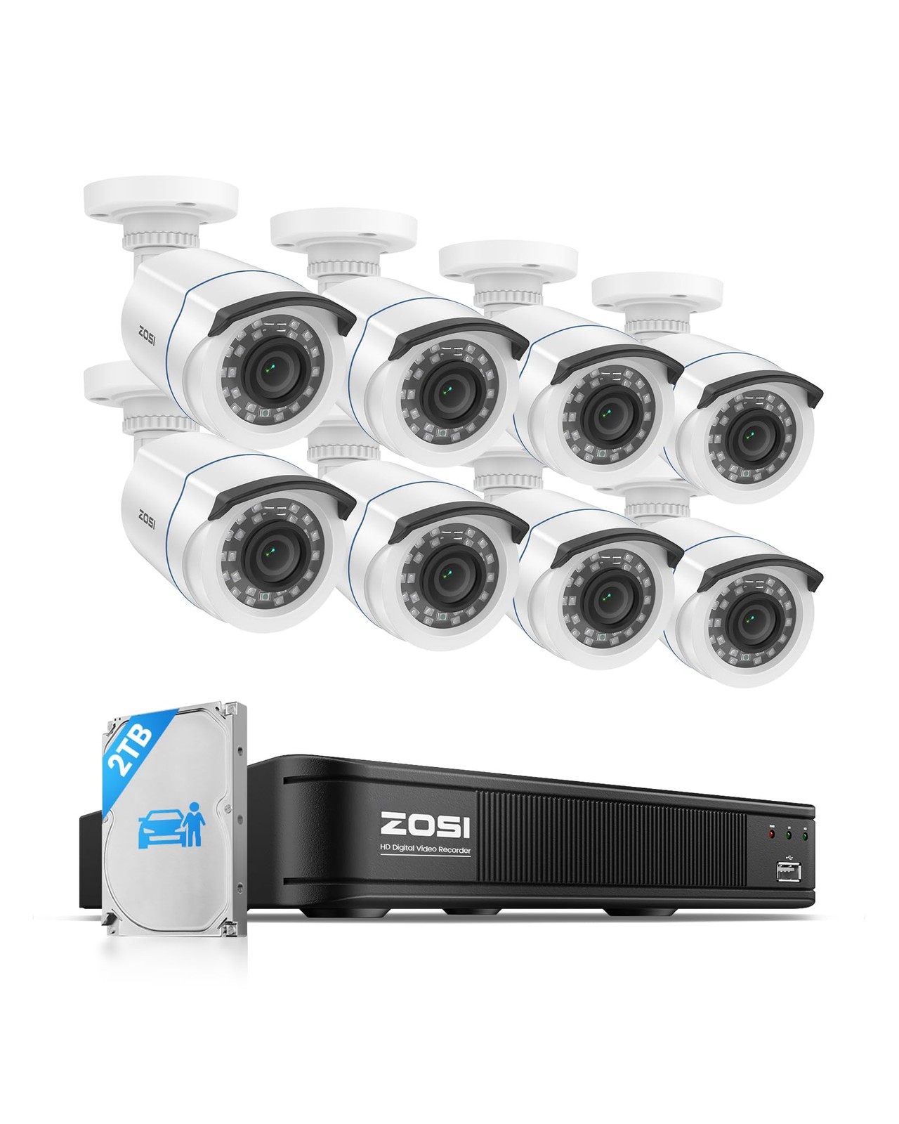 1080P H.265+ Home Security Camera System with AI Human Vehicle Detection, 5MP…