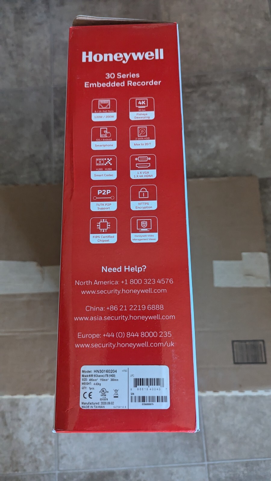 Honeywell HN30160204 30 Series 4K 16-Channel H.265/H.264 PoE NVR, 4TB HDD