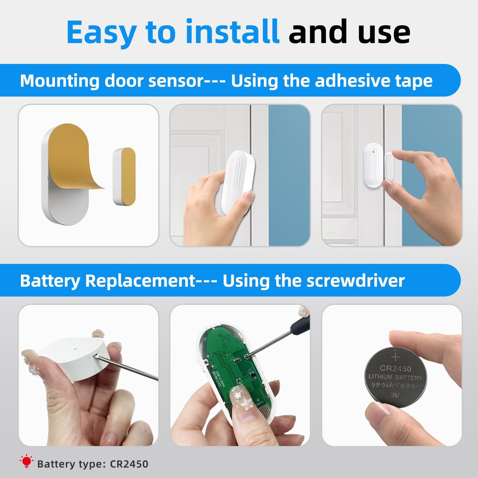 Daytech Wireless Door Chime, 2 Sensor+2 Receiver, 2 Sensors + 2 Receivers
