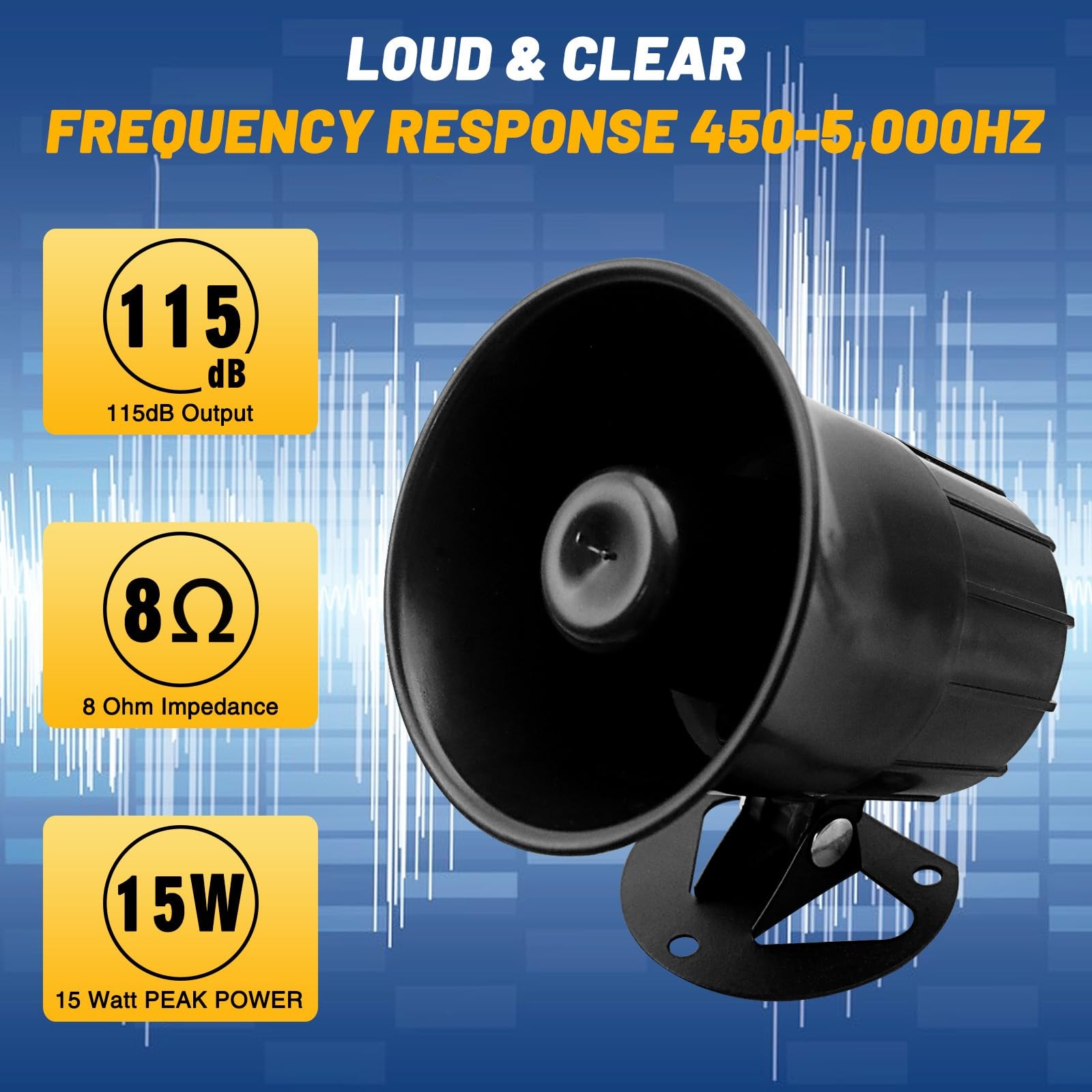 Car Alarm Siren: DC 12V 15W 115dB Loud Outdoor Wired Alarm Horn for Home Secu…