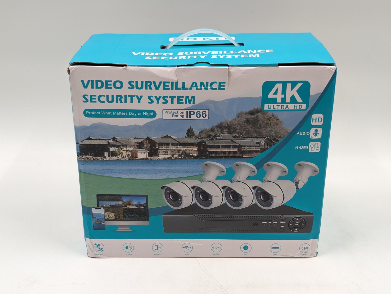 Unbranded 4K Video Surveillance 4-Camera Security System with Video Recording