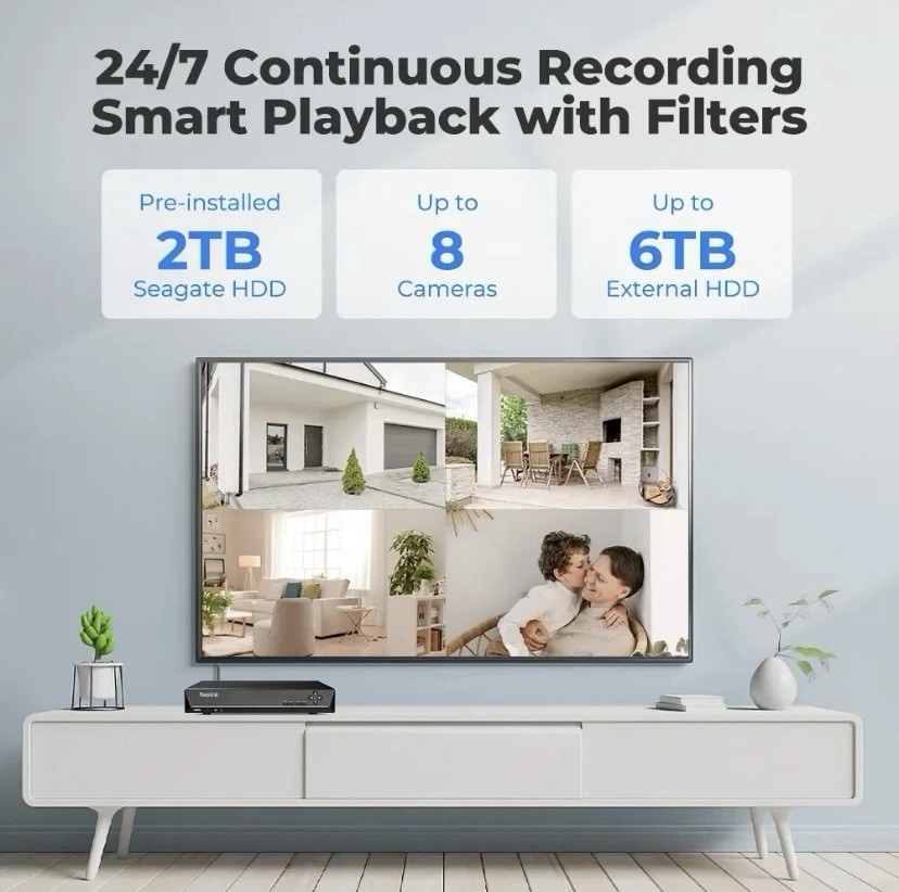 Reolink PoE Security Camera System 4K RLC-810A 8CH NVR Kit 2TB 6 Cameras