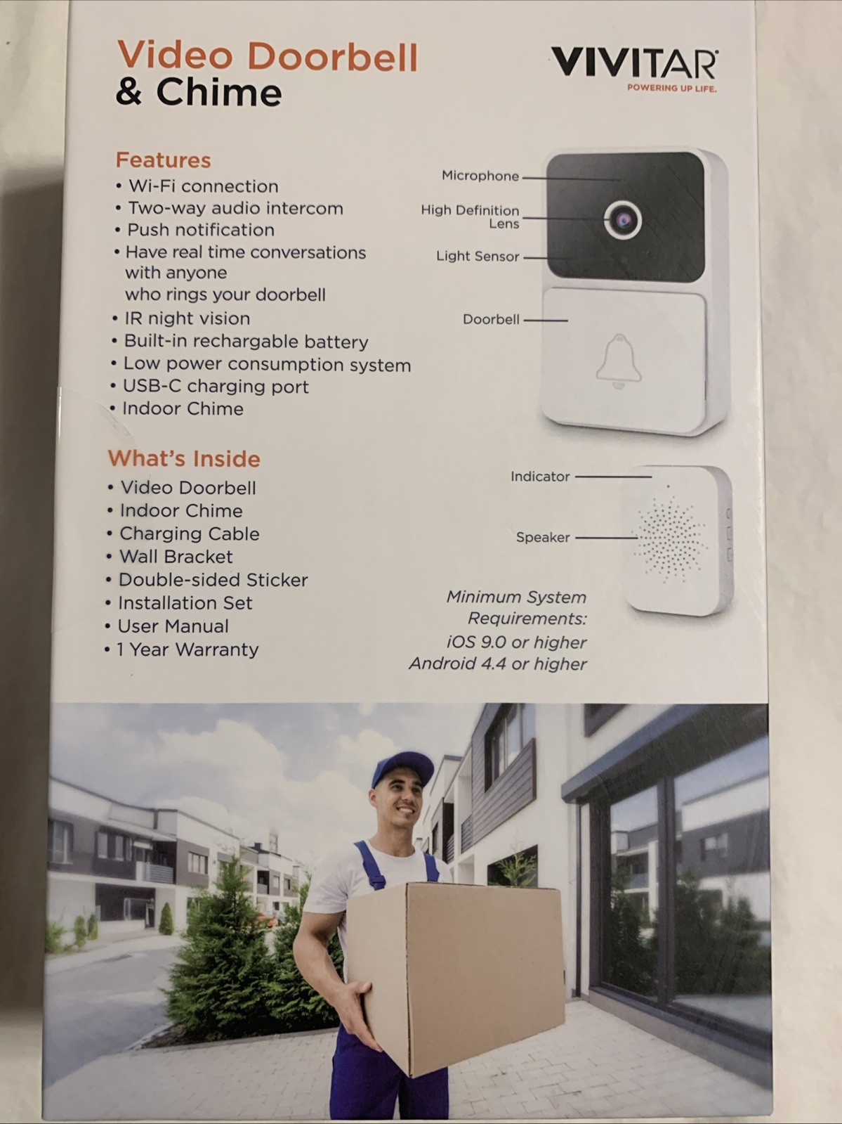 Vivitar Security Video Doorbell & Chime Kit WIFI White DB201 NOC – NEW SEALED