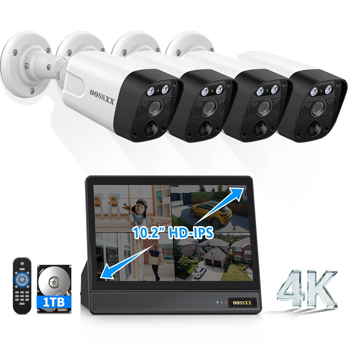 (2026 New) 4K PoE Security Camera System Outdoor, 8CH NVR with 10.2″ IPS Moni…