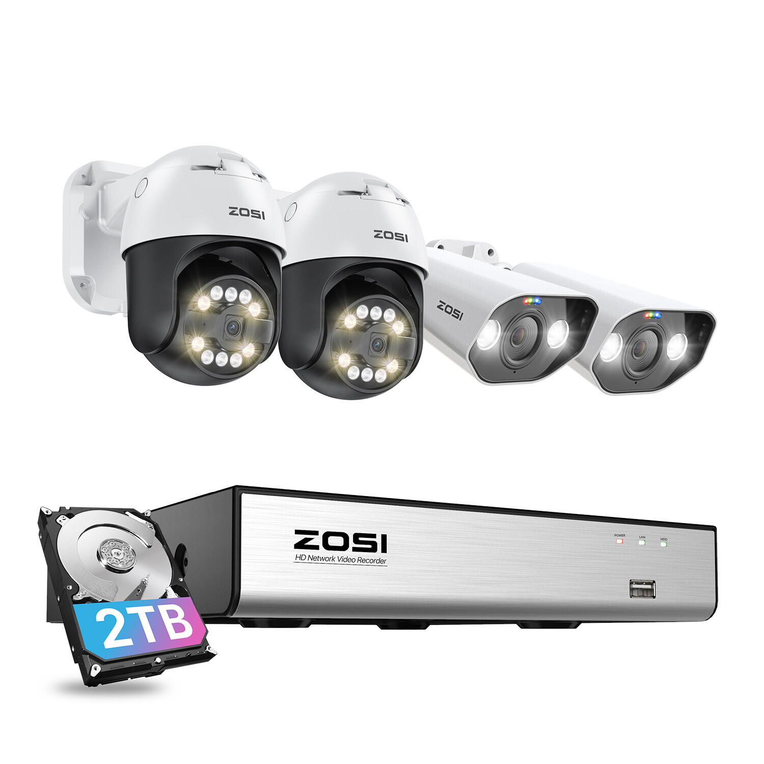ZOSI 8MP 8CH NVR 5MP POE Security Camera System PT AI Track AI Face/Car Detect