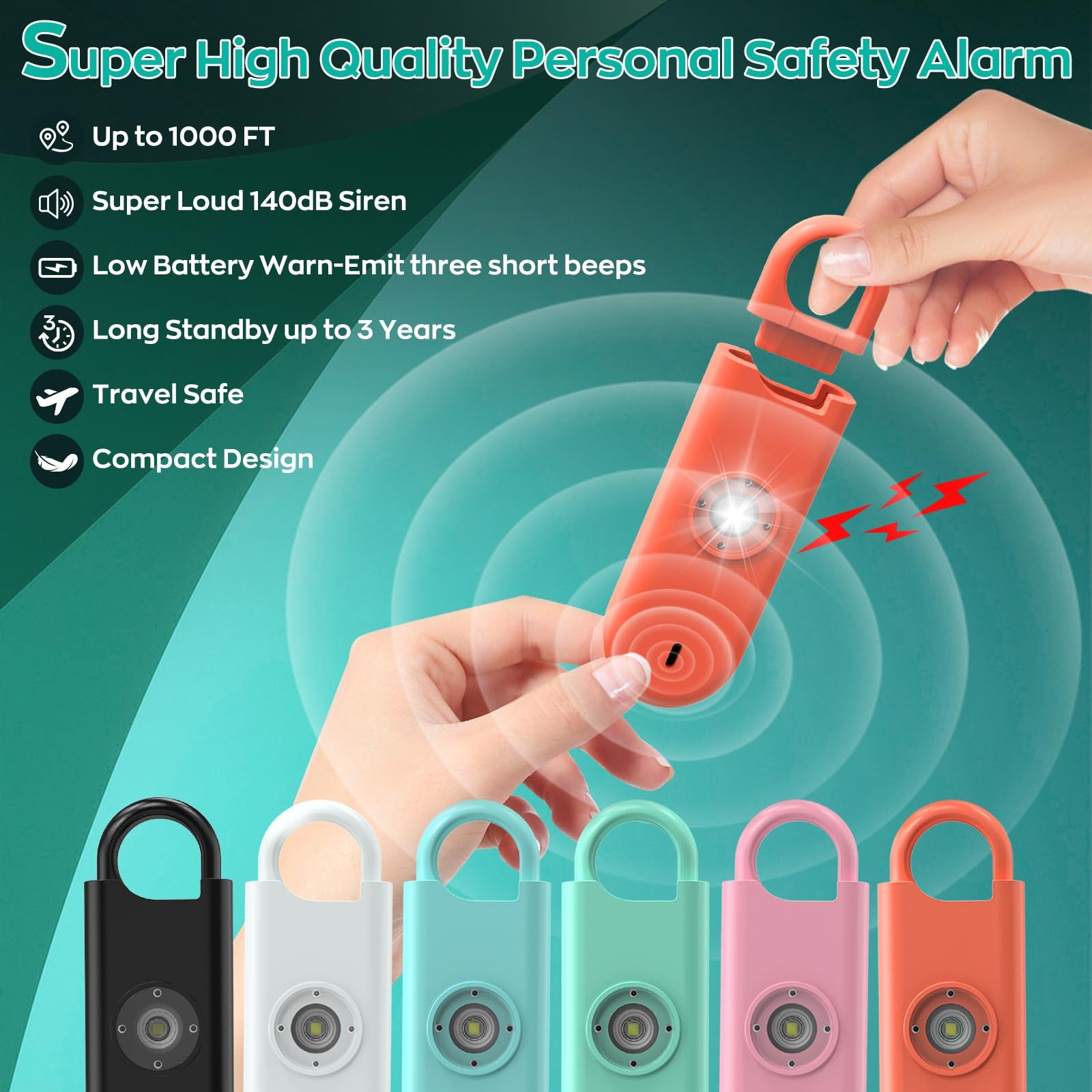 140dB Personal Safety Alarm for Women, 3 Pack Safe Alarm Protection Keychain …