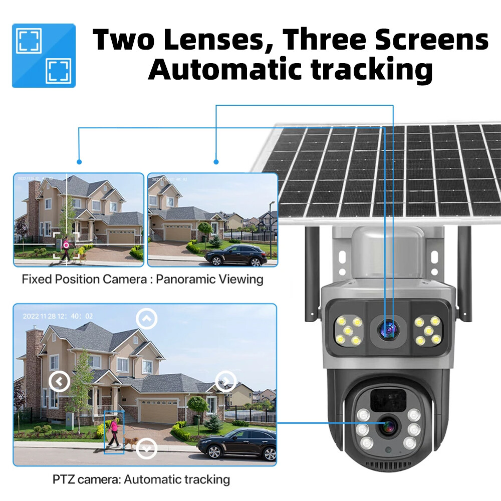 Wireless Solar Battery Powered Wifi Outdoor Home Security Camera System Rotating