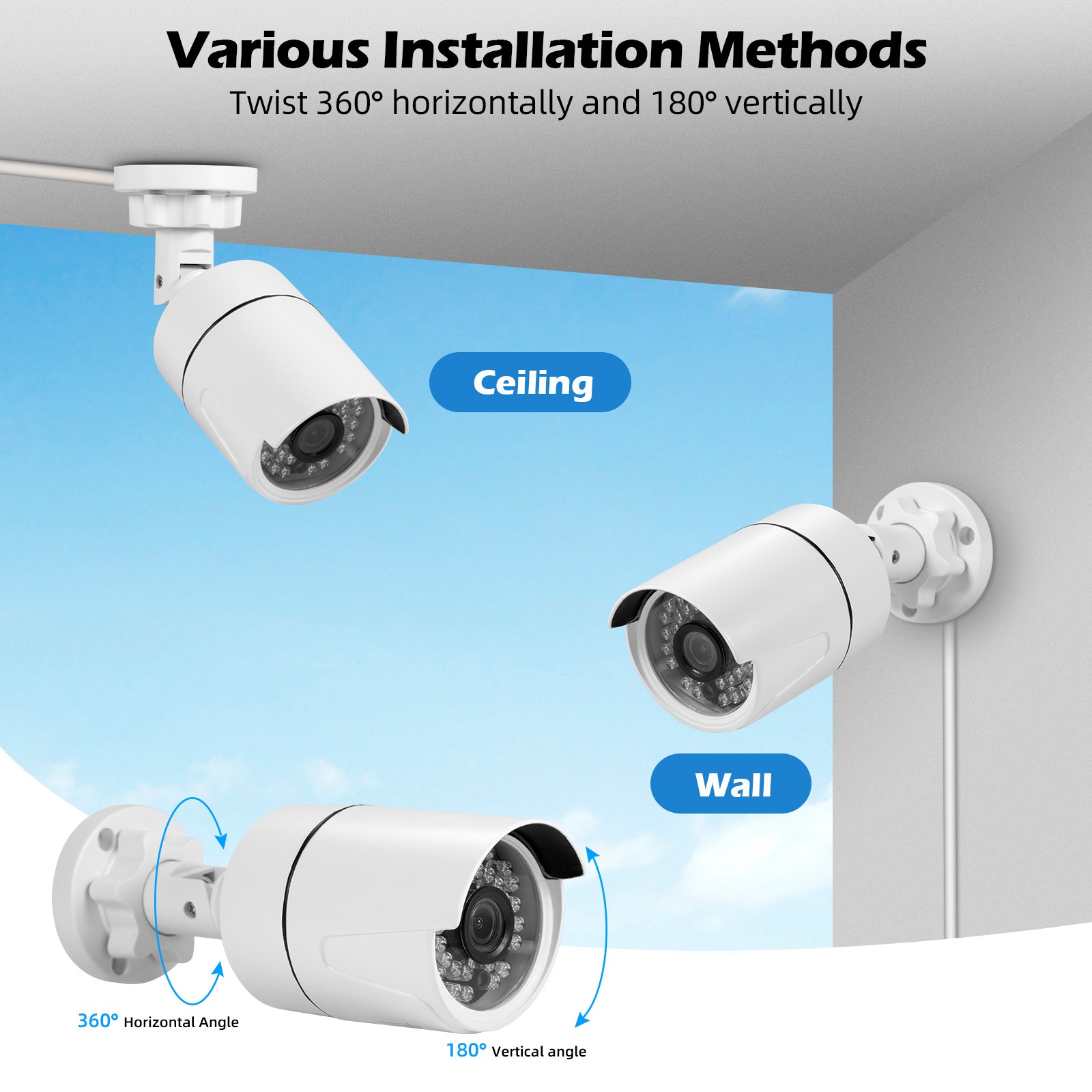 2PCS IP66 Outdoor Camera 5MP Ultra Clear Infrared Night Vision Video Recording