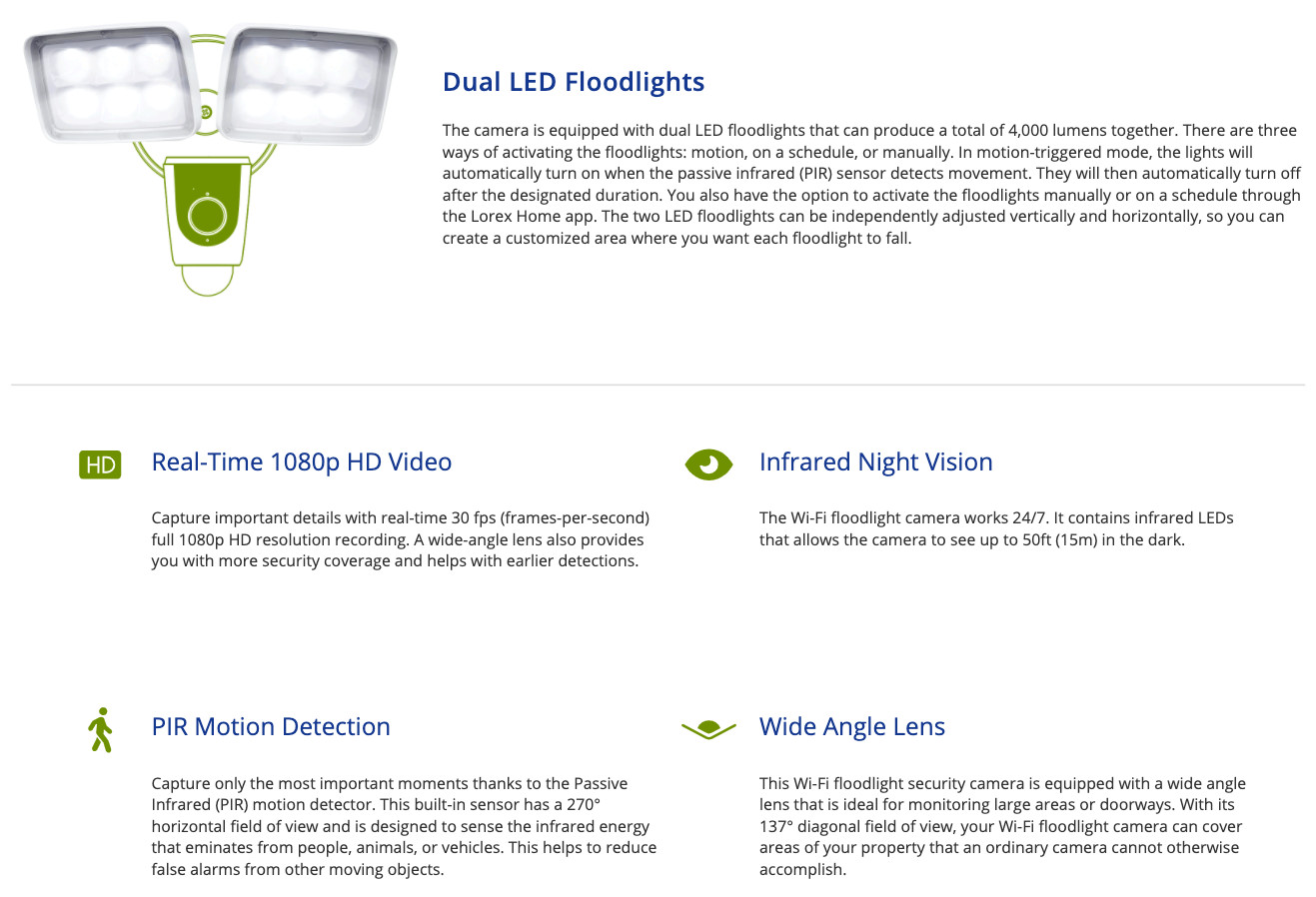 LOREX 1080p Wi-Fi Floodlight Camera Weatherproof, Two Way Talk, Deterrence Siren
