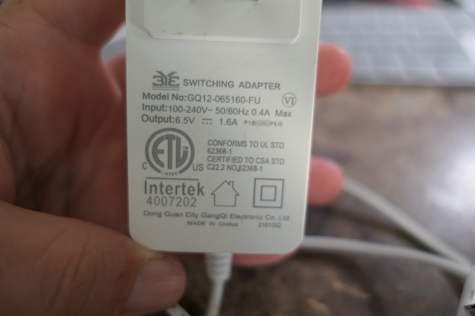Simplisafe SSBS3 Home Security Base AC Adapter Power Cord Only