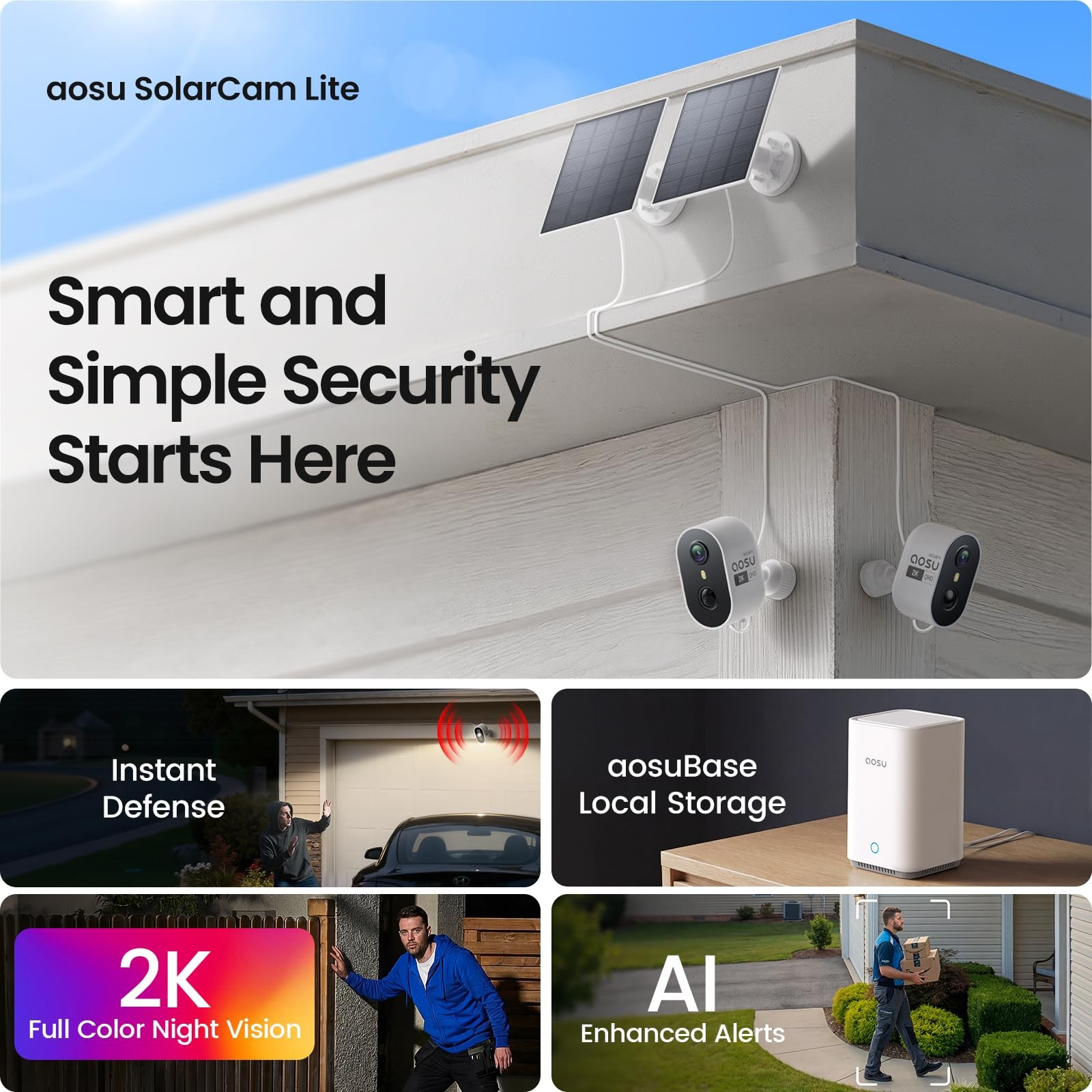 aosu Solar Security Cameras Wireless Outdoor, 2K HD Home Camera…