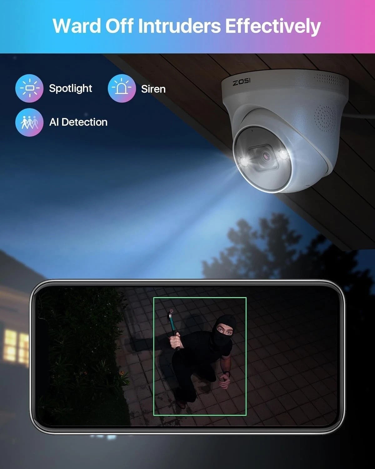 ZOSI 32CH 4K 8MP PoE Security Camera System Person Vehicle Detection Night Vison