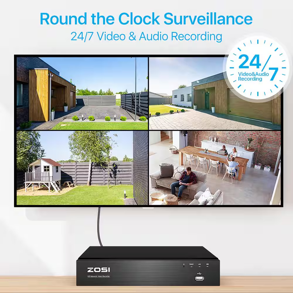 4K UHD 8-Channel 2TB Poe NVR Security Camera System with 4 8MP Wired Spotlight C