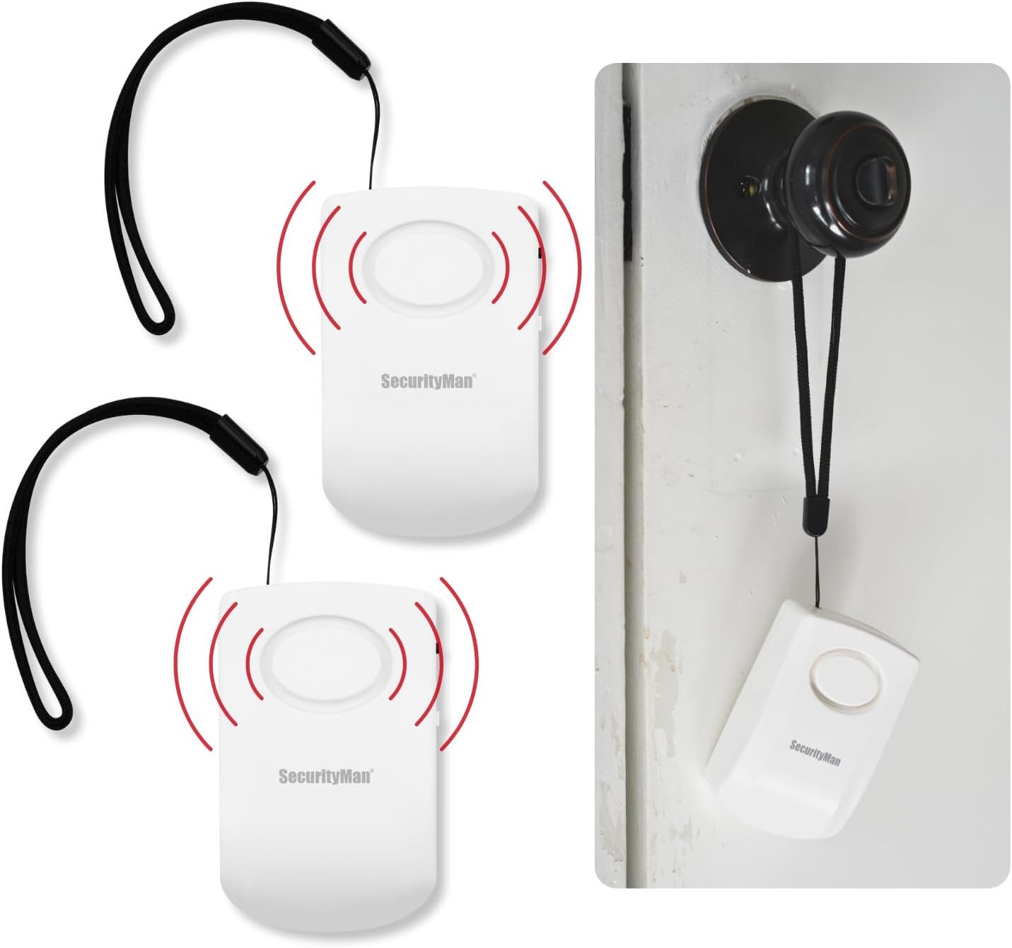 Door Handle Alarm with 130Db Vibration Triggered Portable Door Alarm – Perfect W