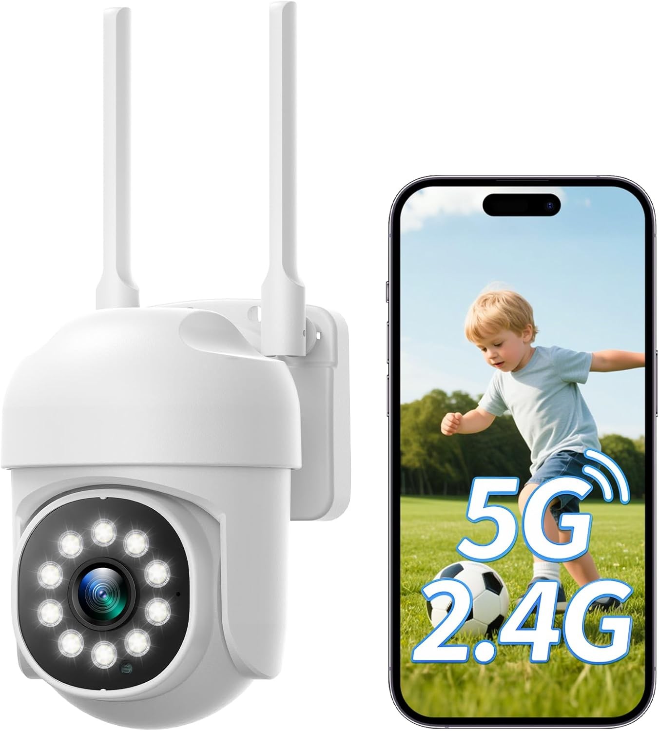 CAMCAMP Outdoor Security Camera Wireless Cameras Home Security,360°View Pan/Tilt