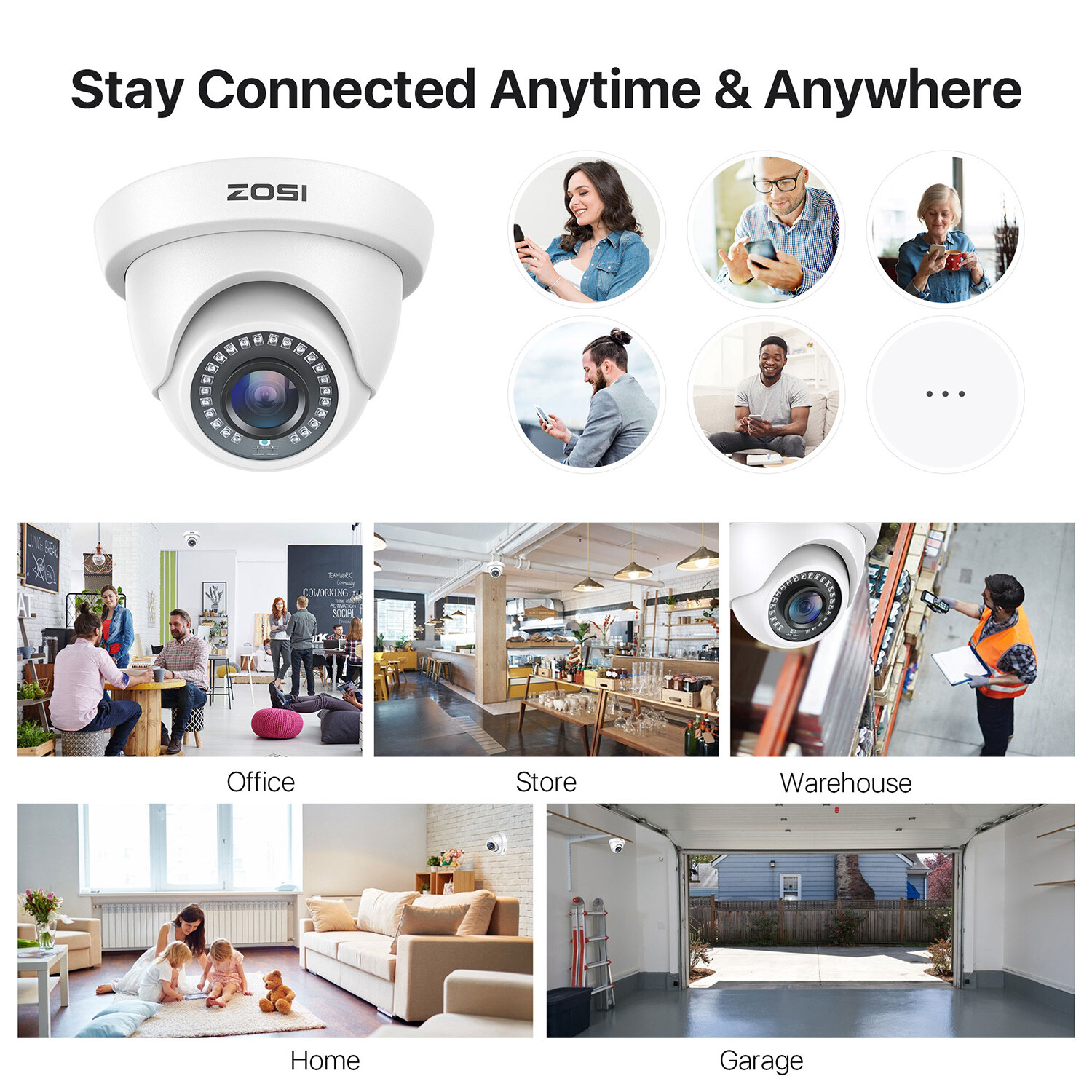 ZOSI 16CH 2MP 1080P Home Security Camera System 5MP Lite DVR CCTV Smart Alert IR