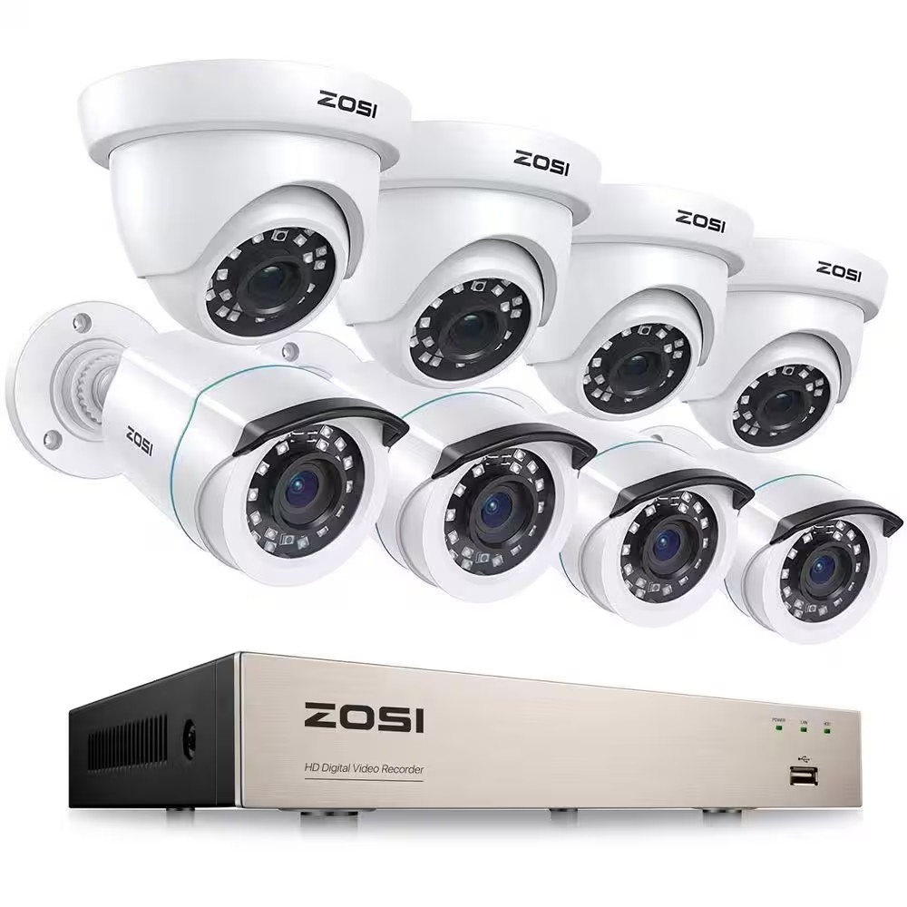 H.265 plus 8-Channel 3K-Lite DVR Home Security Camera System with 8 Wired 1080P