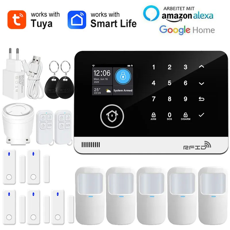 Tuya Smart WiFi GSM Home Security Alarm System Wireless House Burglar Anti Theft