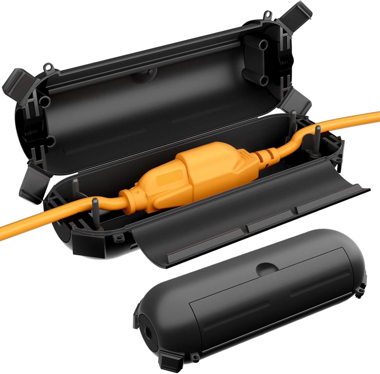 Restmo 2 Pack Compact Outdoor Extension Cord Cover, IP44 2 Pack, Black