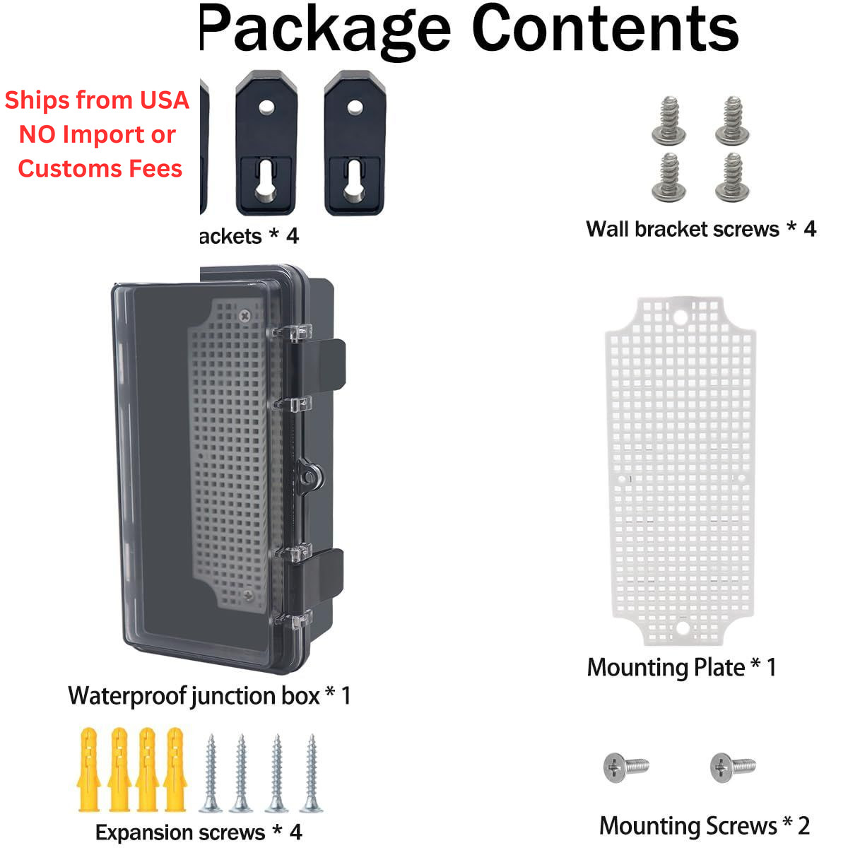 Otdorpatio Junction Box, Hinged Black Clear Cover IP67 7.9″x3.9″x2.8″,