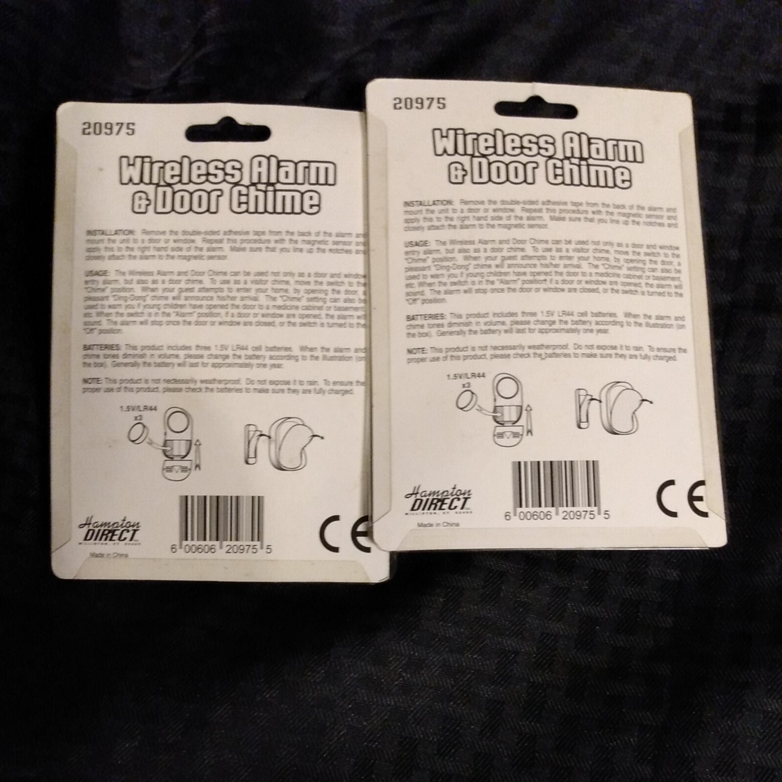 2 New Hampton Wireless Home Security Alarm and Door Chime Battery operated