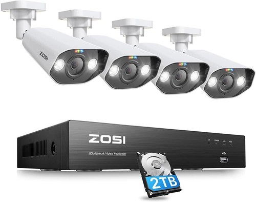 ZOSI 8CH/16CH 4K 8MP POE Security Camera System H.265+ AI Detect Audio 4TB HDD