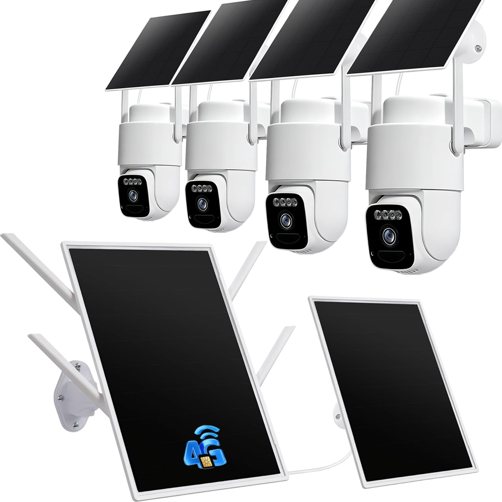 Solar 4G Cameras kit Wireless Outdoor, 4 Cam-Kit, SIM Card Base Station, LTE …