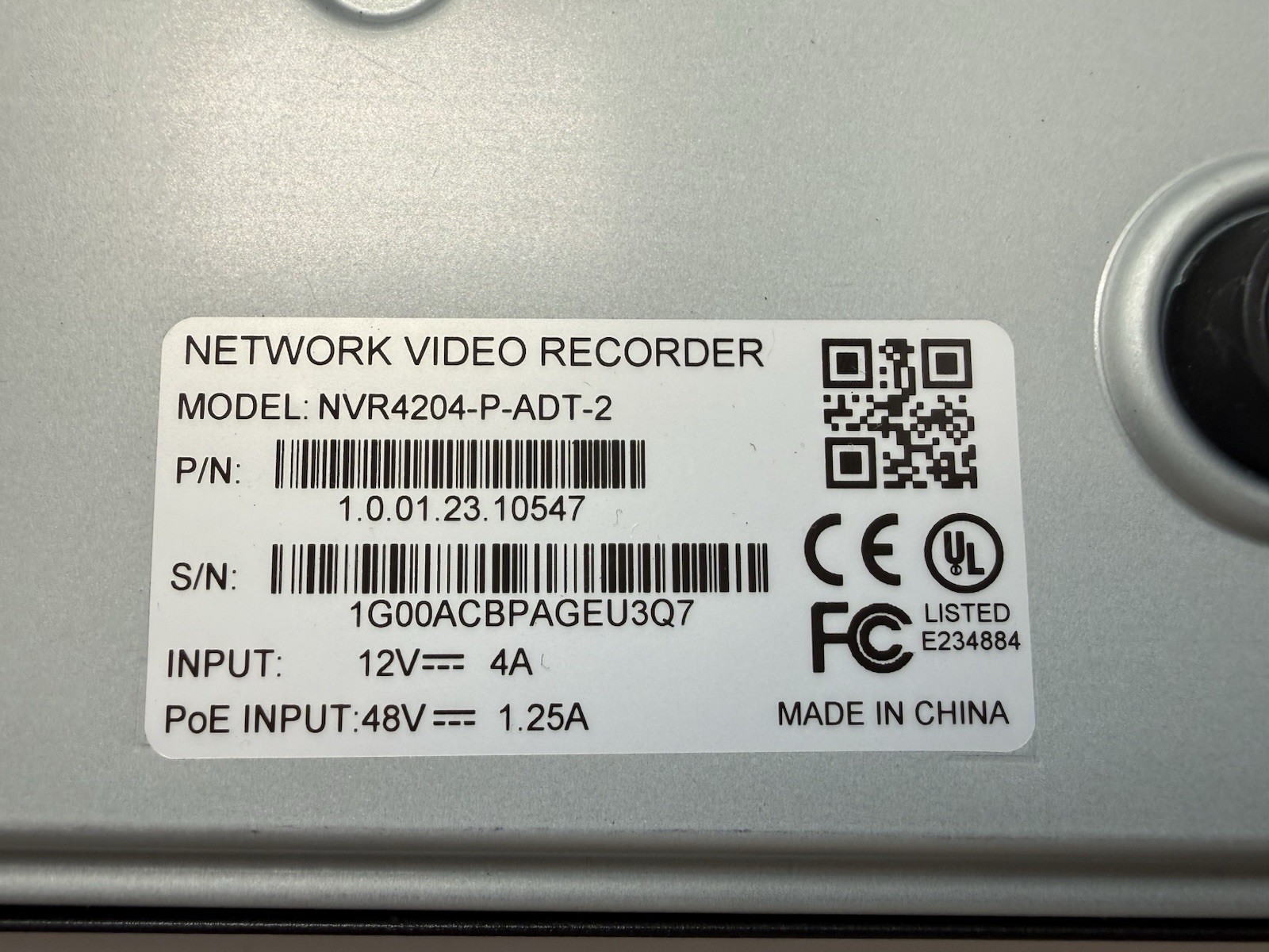 Network Video Recorder NVR4204-P-ADT-4 HDD 2TB *NEEDS PASSWORD*